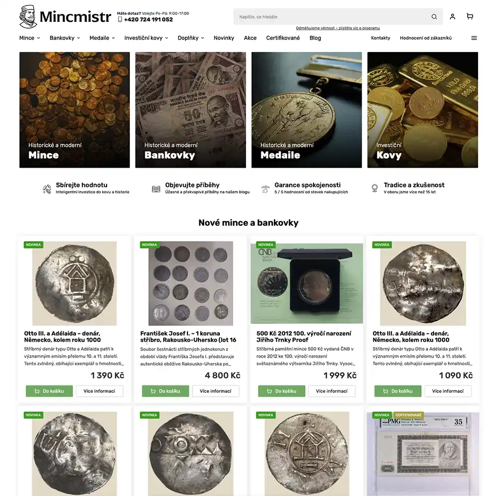 Ukázka e-shopu Mincmistr